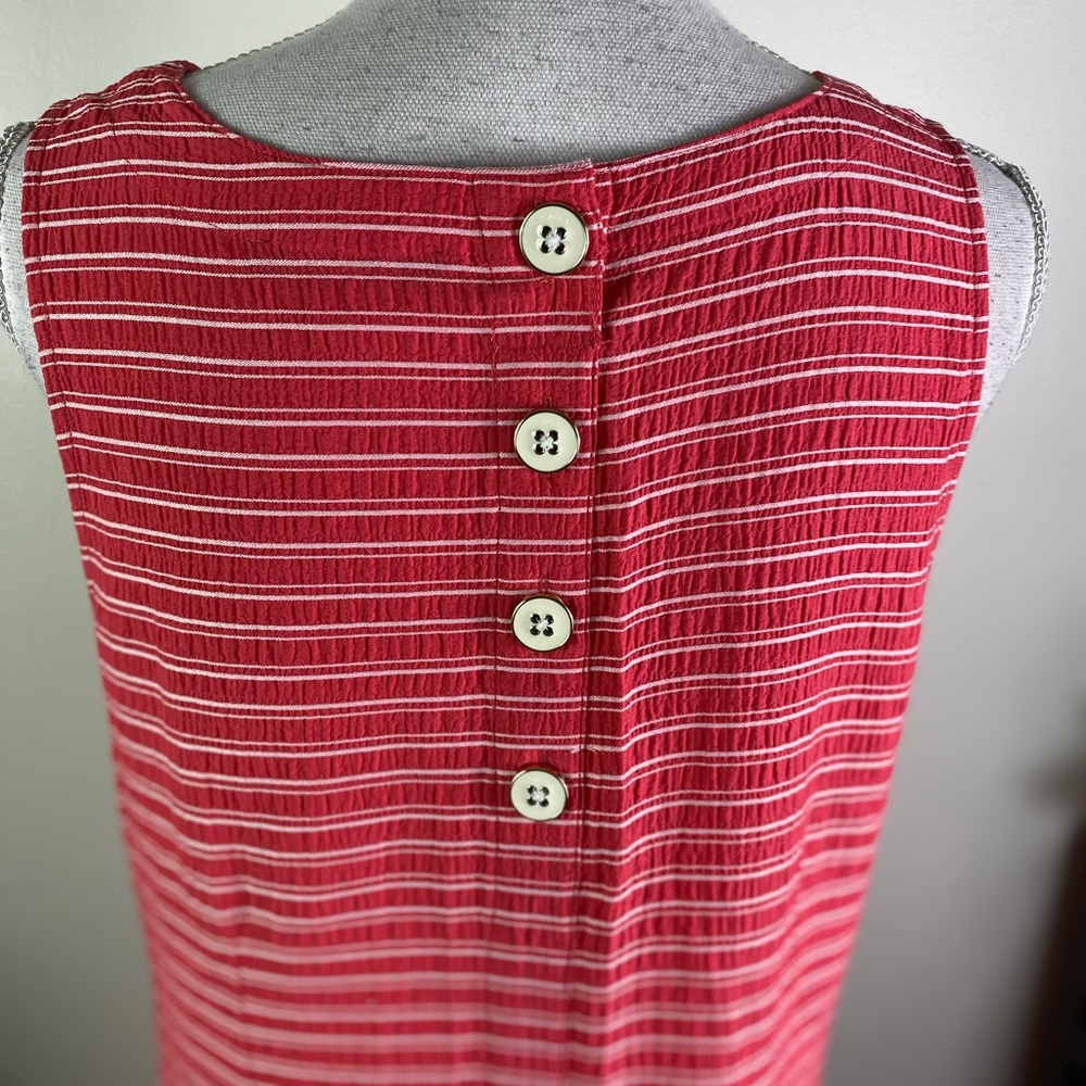 Tommy Hilfiger women’s Sleeveless striped shift Coral/white Dress Sz 10 pockets - Picture 3 of 11